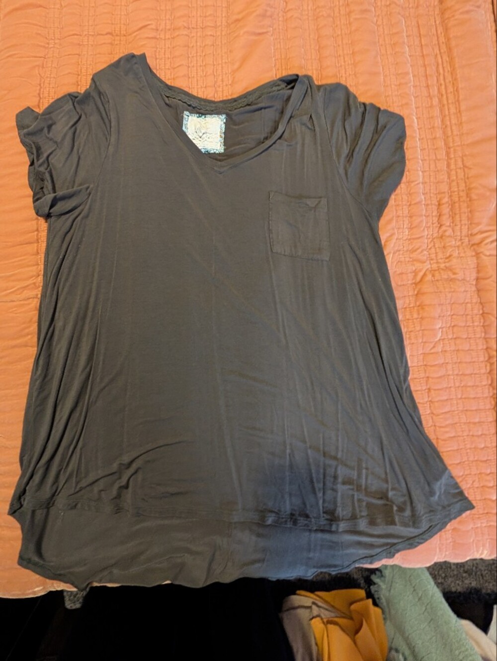 Women’s Green Pocket V-Neck Tee
